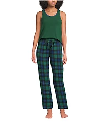 Lands' End Women's Tall Brushed Cozy Waffle Jersey 3 Piece Pajama Set - Tank Top Pant and Robe