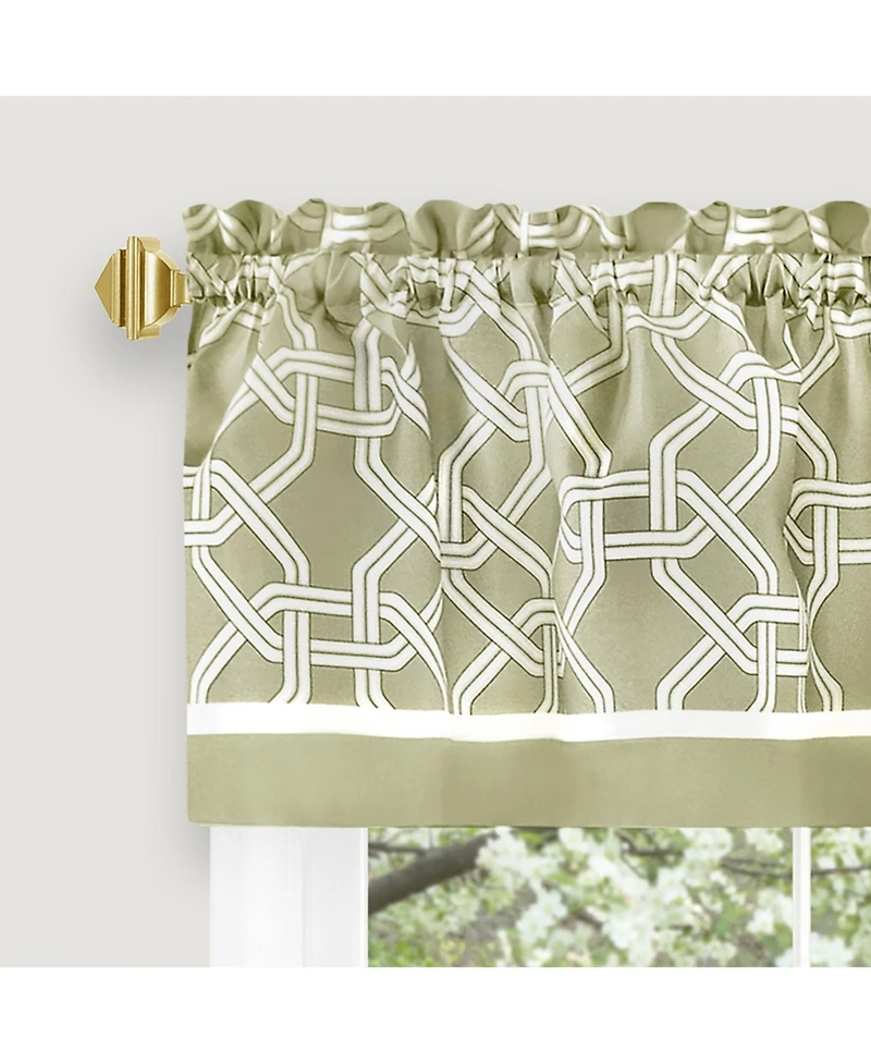 Kate Aurora Geometric Crescent 3 Piece Rod Pocket Cafe Kitchen Curtain Tier & Valance Set - in. Long