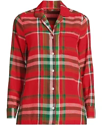 Lands' End Women's Tall Long Sleeve Print Flannel Pajama Top