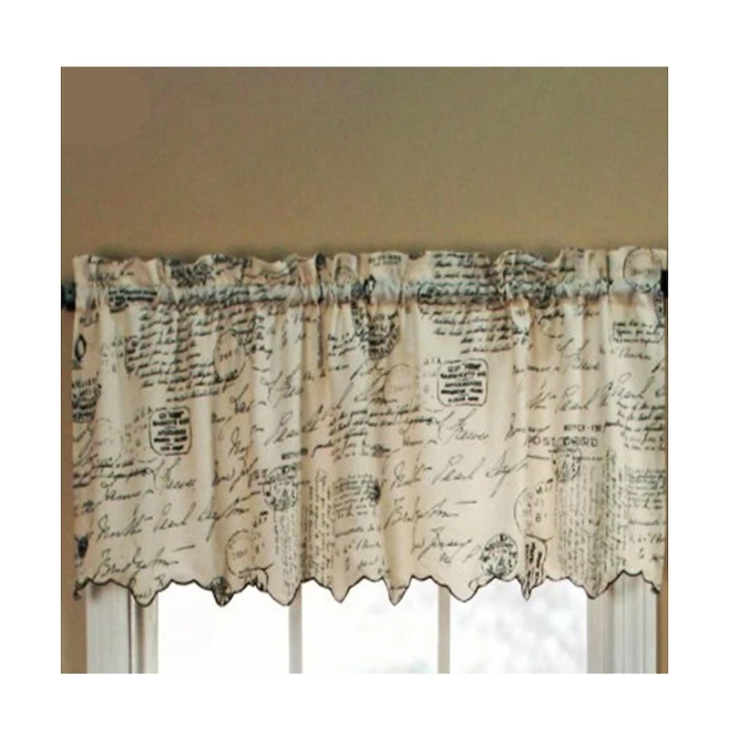 Script Classic Print Room Darkening Window Valance 48" x 15" Natural by Ellis Curtain