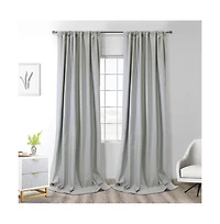 Thermaplus Brooklyn Blackout Dual Header Elegant Vertical Linear Texture Complete Privacy Curtain Panel 52" x 108" Grey