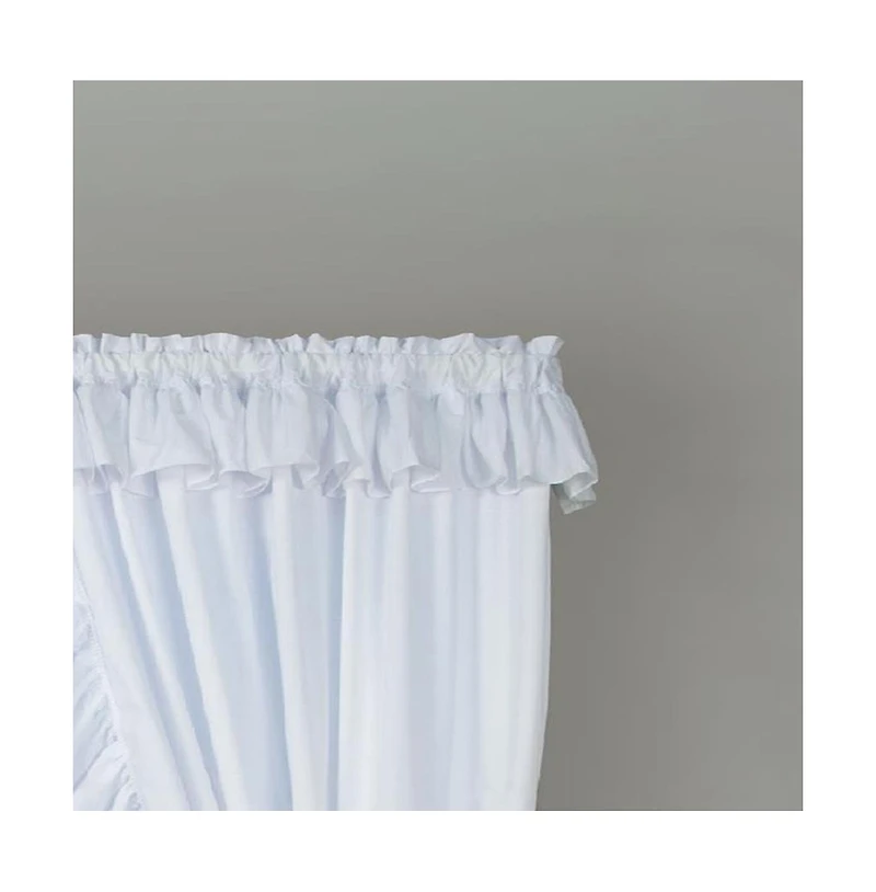Ellis Curtain 2-Piece Ruffled Priscilla Window Curtain Panel Pair with ties - 80x72" White