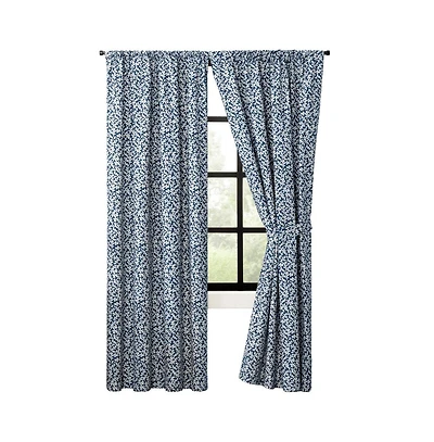 Ellis Curtain Sea Tumble Window Treatment 3" Rod Pocket 100% Cotton Curtain Panels Pairs 100" x 72" Navy