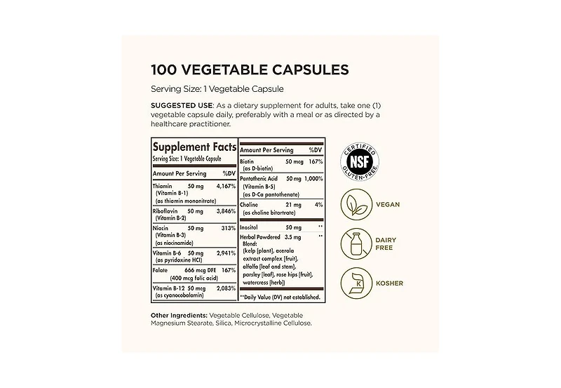 Solgar B-Complex 50 ,100 Veg Caps