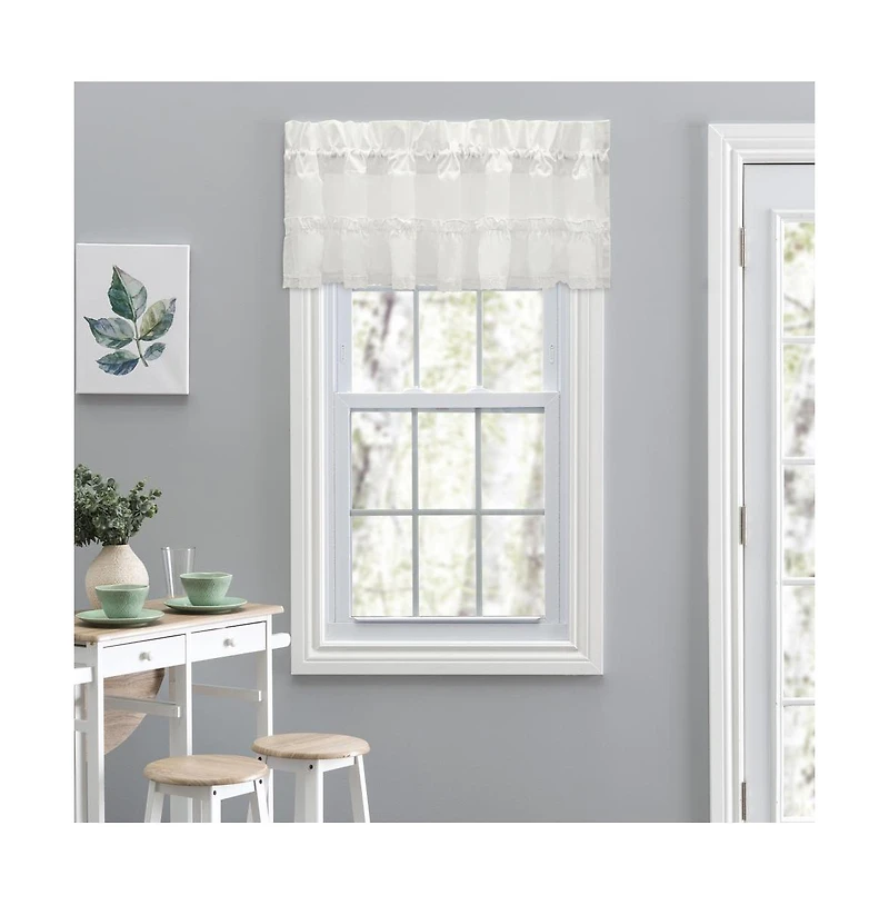 Ellis Curtain Madelyn Ruffled Victorian 1.5" Rod Pocket Valances for Windows 60" x 16" Natural
