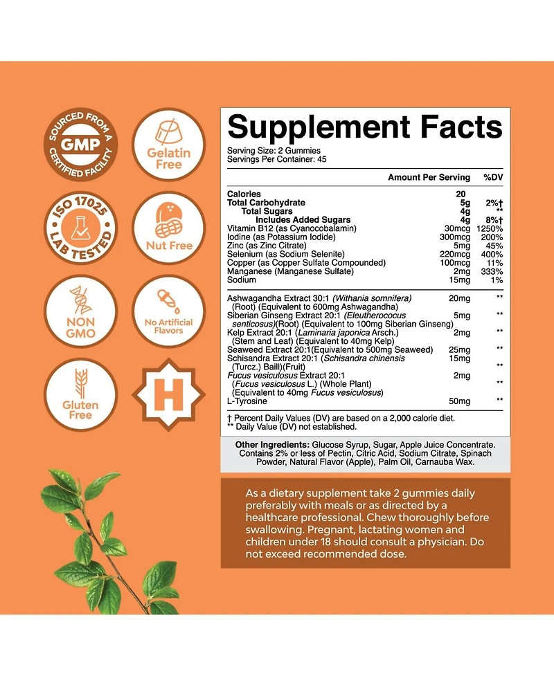 Thyroid Support Gummies, Apple, 90ct