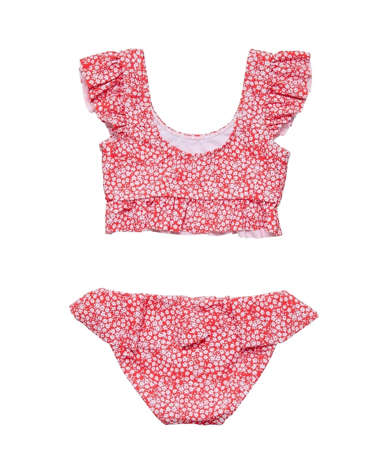 Snapper Rock Little Girls Ditsy Bloom Frilled Crop Bikini