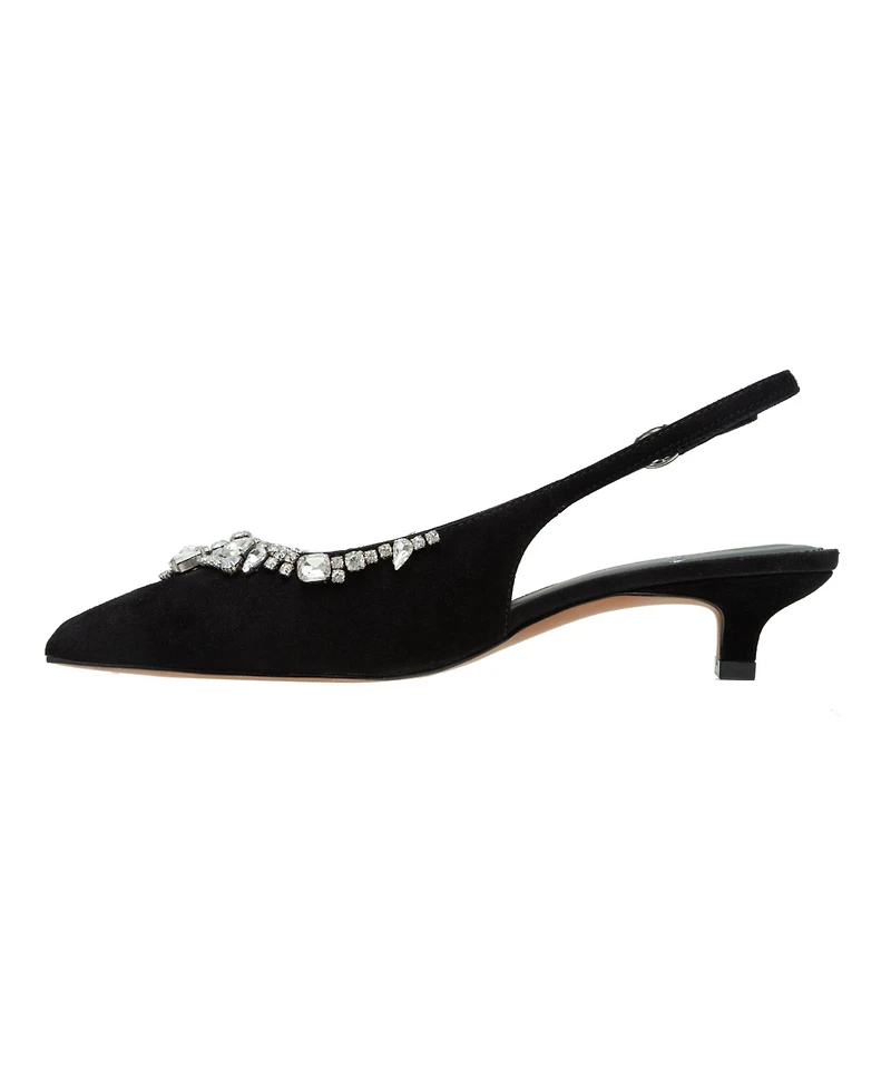 Linea Paolo Crystal | Bejeweled Kitten Heel Slingback Pump