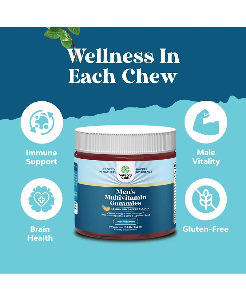 Men Multivitamins Gummies, Lemon Pineapple, 90ct