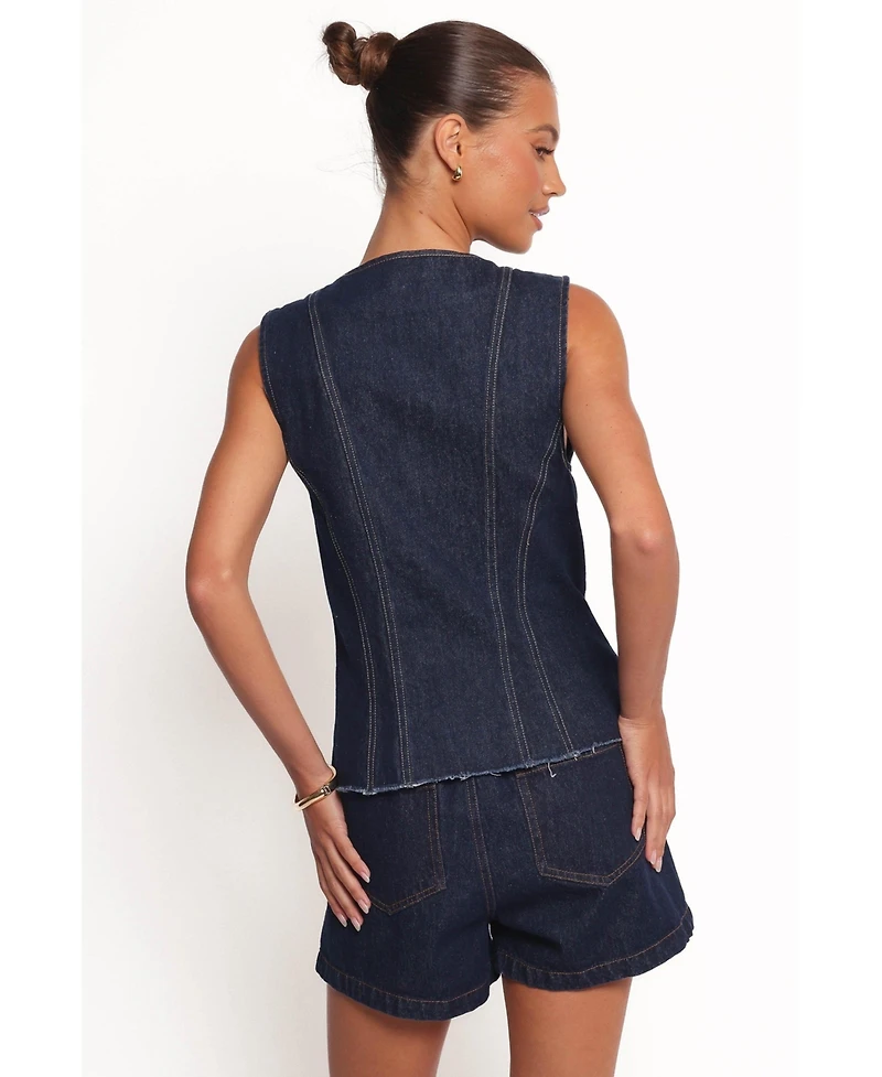 Petal and Pup Women's Nylah Pleated Denim Short - Mid