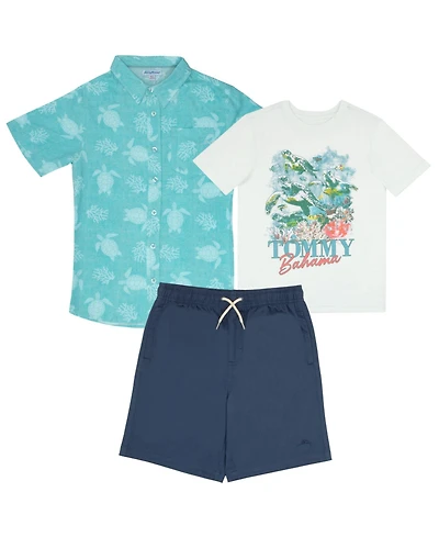 Tommy Bahama Boys Short-Sleeve Graphic Hawaiian Woven Button Down Shirt
