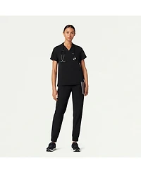 Jaanuu Women's Helia 3-Pocket Classic Notched V-Neck Scrub Top