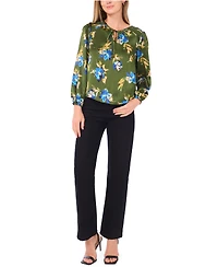 Sam & Jess Petite Long-Sleeve Ruched Shoulder Tie Top