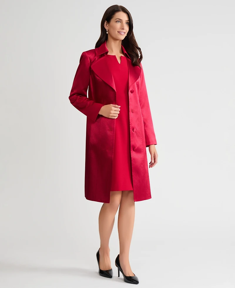Kasper Petite Long Button Front Trench Coat