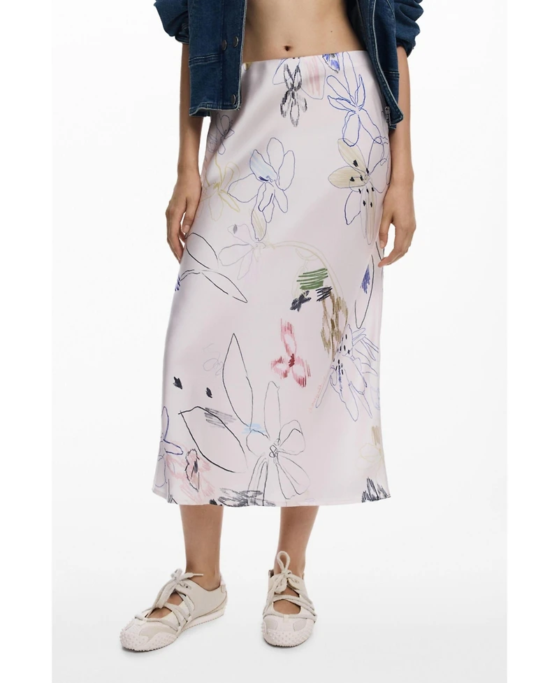Desigual Women's Long skirt with strokes