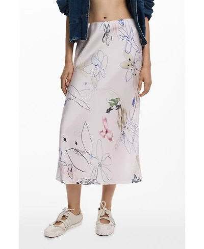 Desigual Women's Long skirt with strokes