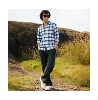 Campus Sutra Men's Navy Blue Bi-Buffalo Check Shirt