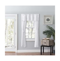 Ellis Eva Candlewick Floral High Quality Embroidery Tailored Panel Pair 3" Rod Pocket 56"x63" White
