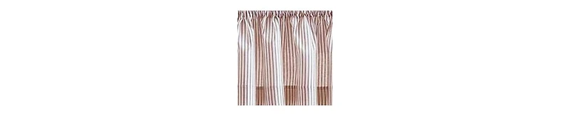 Ellis Curtain Plaza Classic Ticking Stripe Printed on Natural Ground 1.5" Rod Pocket Tailored Valance 58" x 15" Brick
