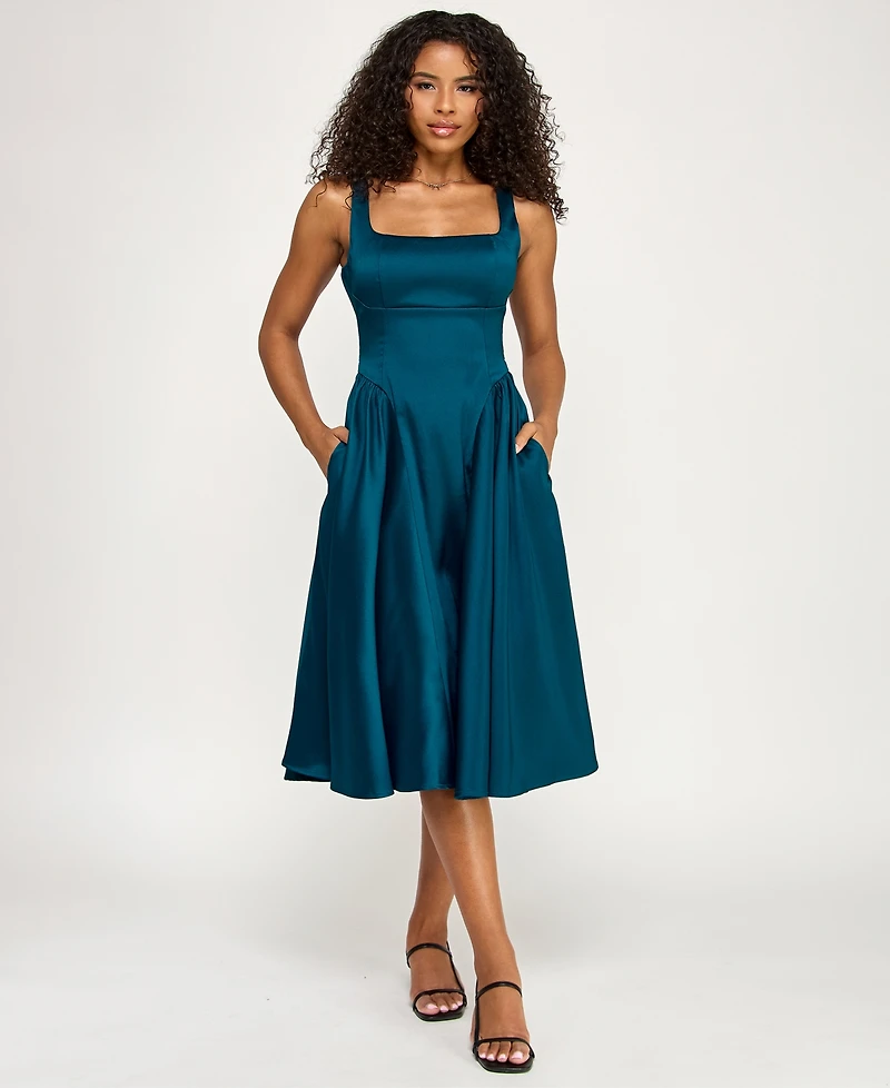 Katia Rae Juniors' Mikado Strapless Midi Dress