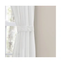 Ellis Curtain Cotton Voile 1.5" Rod Packet Tailored Curtain Panel Pair for Windows 80" x 63" White