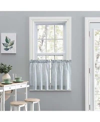 Ellis Curtain Plaza Classic Ticking Stripe Printed On Natural Ground 1.5 X22 Rod Pocket Tailored Tiers 56 X22 X 24 X22