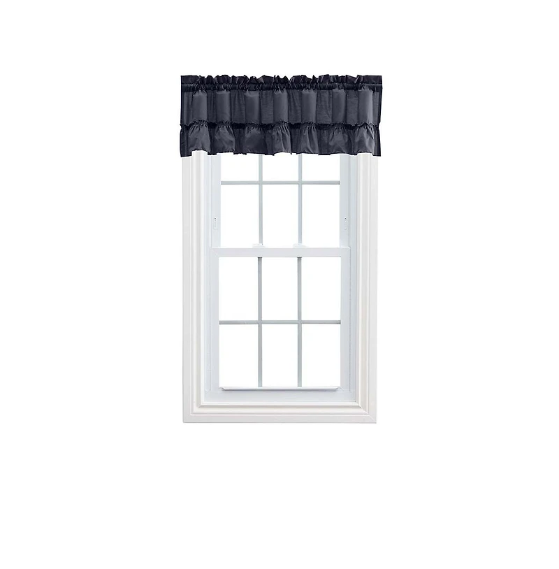 Ellis Stacey 1.5" Rod Pocket High Quality Fabric Solid Color Window Ruffled Filler Valance 54"x13" Navy