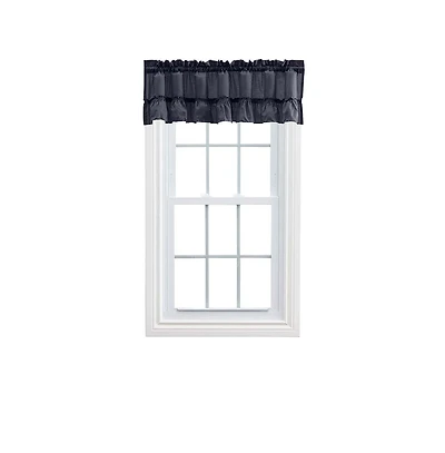 Ellis Stacey 1.5" Rod Pocket High Quality Fabric Solid Color Window Ruffled Filler Valance 54"x13" Navy