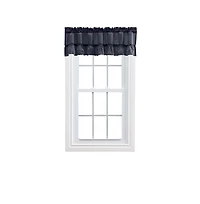 Ellis Stacey 1.5" Rod Pocket High Quality Fabric Solid Color Window Ruffled Filler Valance 54"x13" Navy