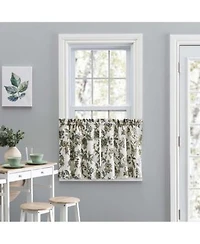 Ellis Curtain Madison Floral Design Printed Natural Ground 1.5 X22 Rod Pocket Tailored Tier 56 X22 X 36 X22 Blue