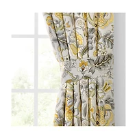 Ellis Curtain Regency 3" Rod Pocket Curtain Panel Pair with Tiebacks 96" x Grey