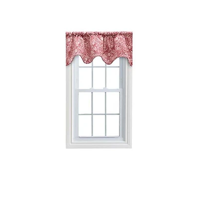 Ellis Segovia Printed Paisley Pattern on Ground 3" Rod Pocket High Quality Scallop Valance Lined 50"x16" Red