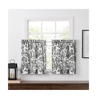 Ellis Curtain Victoria Park Toile Room Darkening Rod Pocket Window Curtain Panel - 68 x 63, Black
