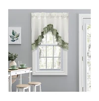 Ellis Curtain Madelyn Ruflled Victorian 1.5" Rod Pocket Swag for Windows Lace Edge 82" x 38