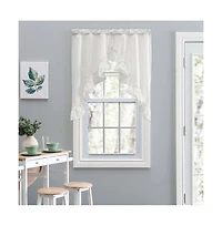 Ellis Stacey 1.5" Rod Pocket High Quality Fabric Solid Color Window Ruffled Swag 60"x38" Ice Cream