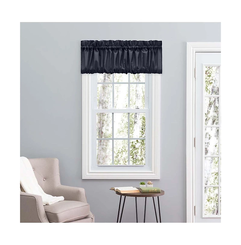 Ellis Stacey 1.5" Rod Pocket High Quality Fabric Solid Color Window Balloon Valance 60"x15" Navy