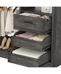 3FT Heavy Duty Closet System, 36'' Free Standing Closet Organizer with 3 Drawers, 2 Hanging Rods and Shelves
