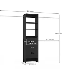 Aheaplus 5-8FT Adjustable Closet Organizer System with 3 Drawers & Hanging Rods, Clothes Rack for Organization