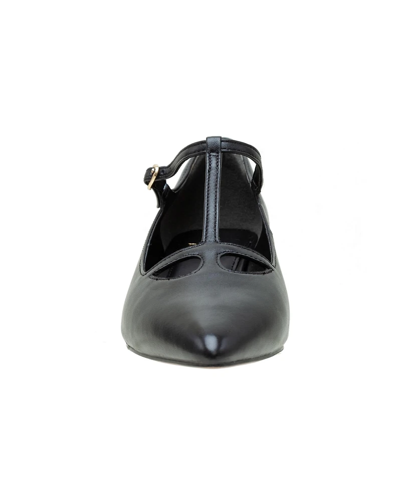 Celia | Pointed toe T-Strap Kitten Heel Pump