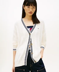Tommy Jeans Women's Oversized Flag Cable Long-Sleeve Cardigan