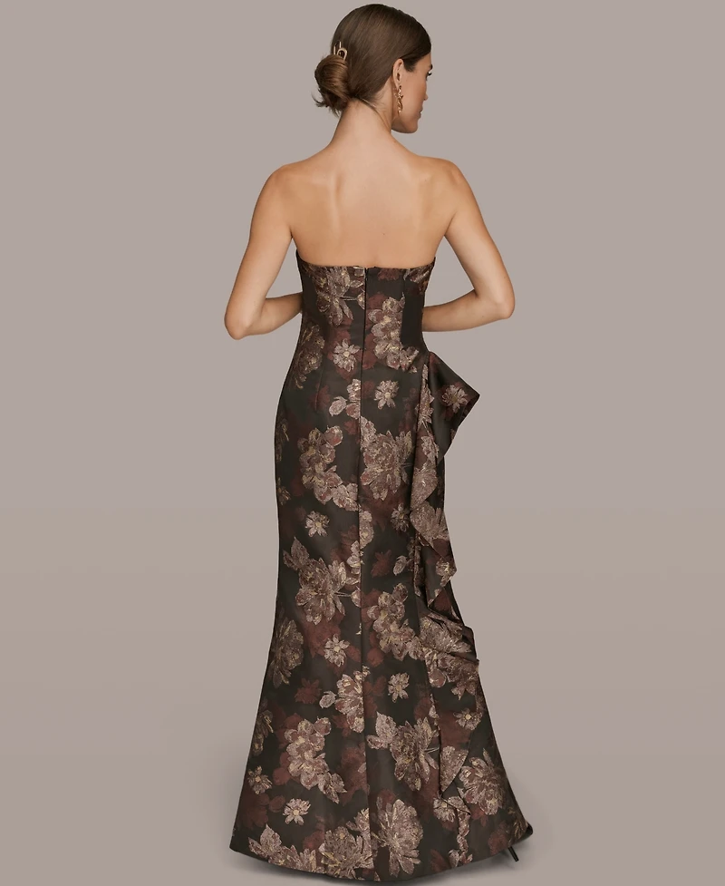 Donna Karan New York Women's Strapless Side Ruffle Dress