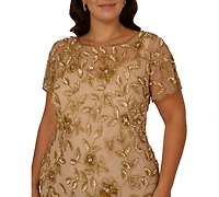 Adrianna Papel Women's Floral-Beaded Gown