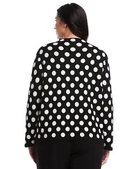 Rafaella Women's Plus Dot Print Mock Neck Long Sleeve Sweater