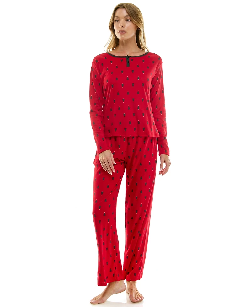 Roudelain Women's 2-Piece Printed Long-Sleeve Top and Pants Set