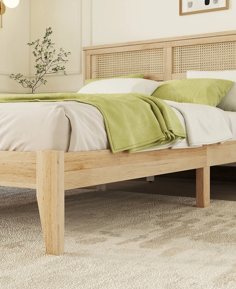 Dyhome Queen Bed Frame with Led Lights and 4 Storage Drawers, Upholstered Platform Led Bed Frame Queen Size with Charging Station Button Pu Leather He