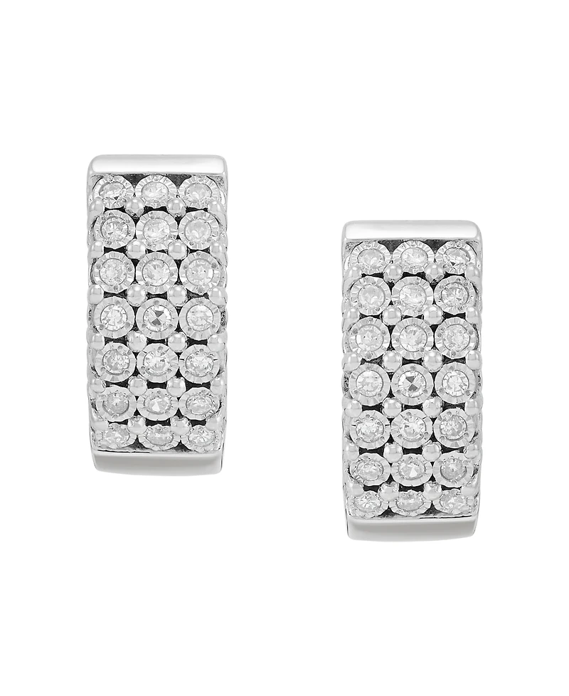 Macy's Diamond Hoop Earrings (1/4 ct. t.w.) in Sterling Silver