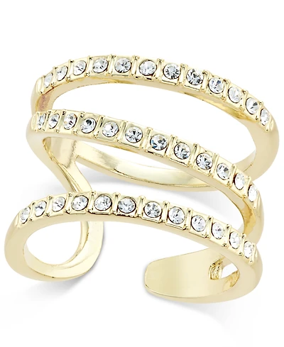 I.n.c. International Concepts Gold-Tone Triple Band Pave Statement Ring, Created for Macy's