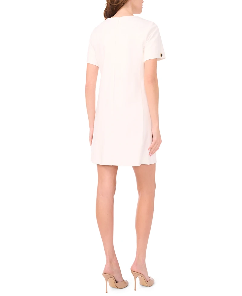 Msk Women's Short-Sleeve with Buttons Shift Dress