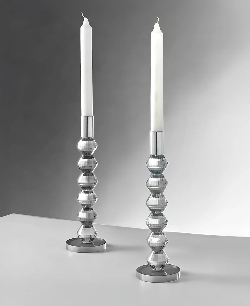 Philip Whitney Reed Clear Candlesticks, Set of 2