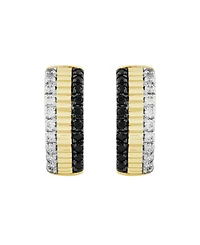 Macy's Diamond Hoop Earrings (1/3 ct. t.w.) in 10K Yellow Gold with White and Black Rhodium